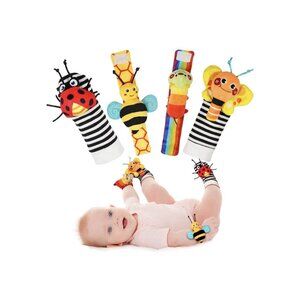 Infinno Baby Wrist Rattle Socks and Foot Finder Set, Perfect Baby Toys for 0-12